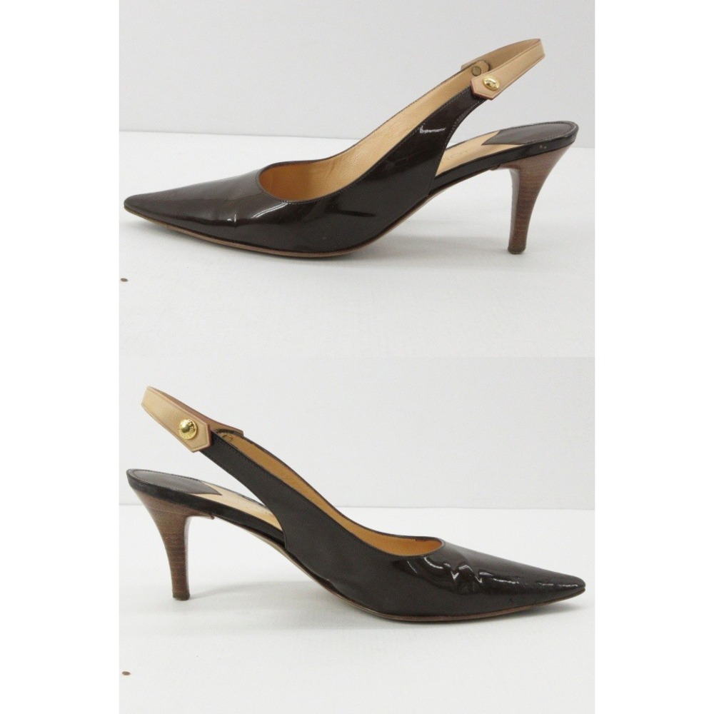 Louis Vuitton Dark Brown Patent Leather Slingback Pointed Toe Heels Pumps BR0064 - Picture 7 of 9